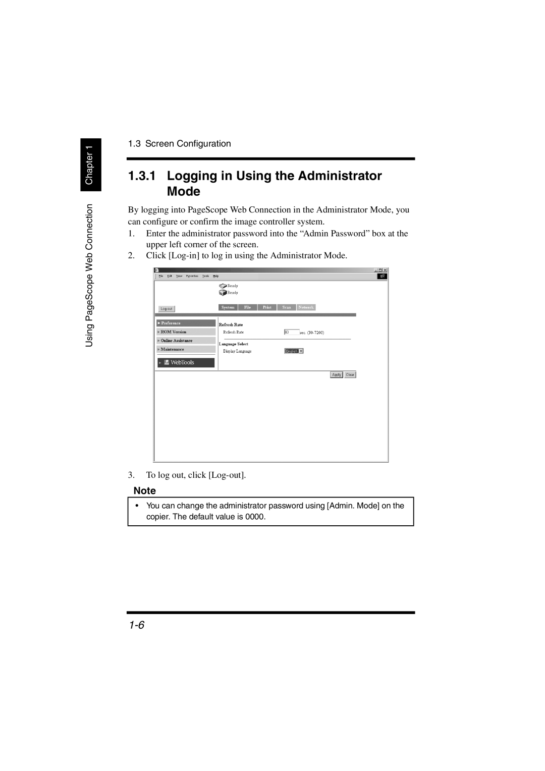 Konica Minolta IC-401 manual Logging in Using the Administrator Mode 