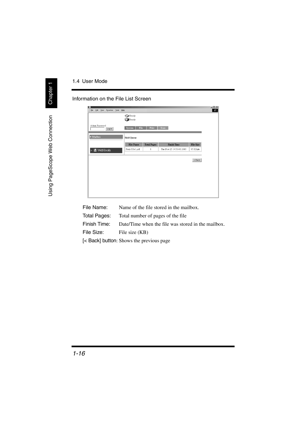 Konica Minolta IC-401 manual Total Pages, Finish Time, File Size 