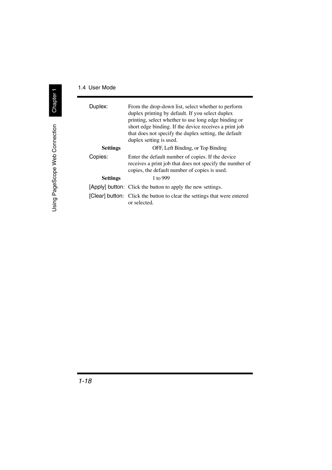 Konica Minolta IC-401 manual OFF, Left Binding, or Top Binding 