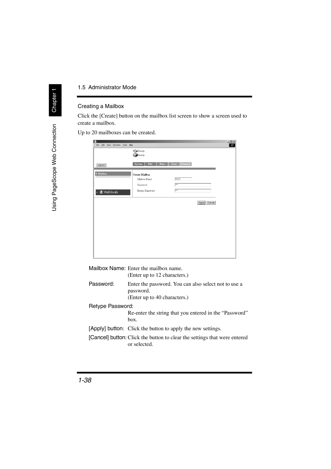 Konica Minolta IC-401 manual Retype Password 