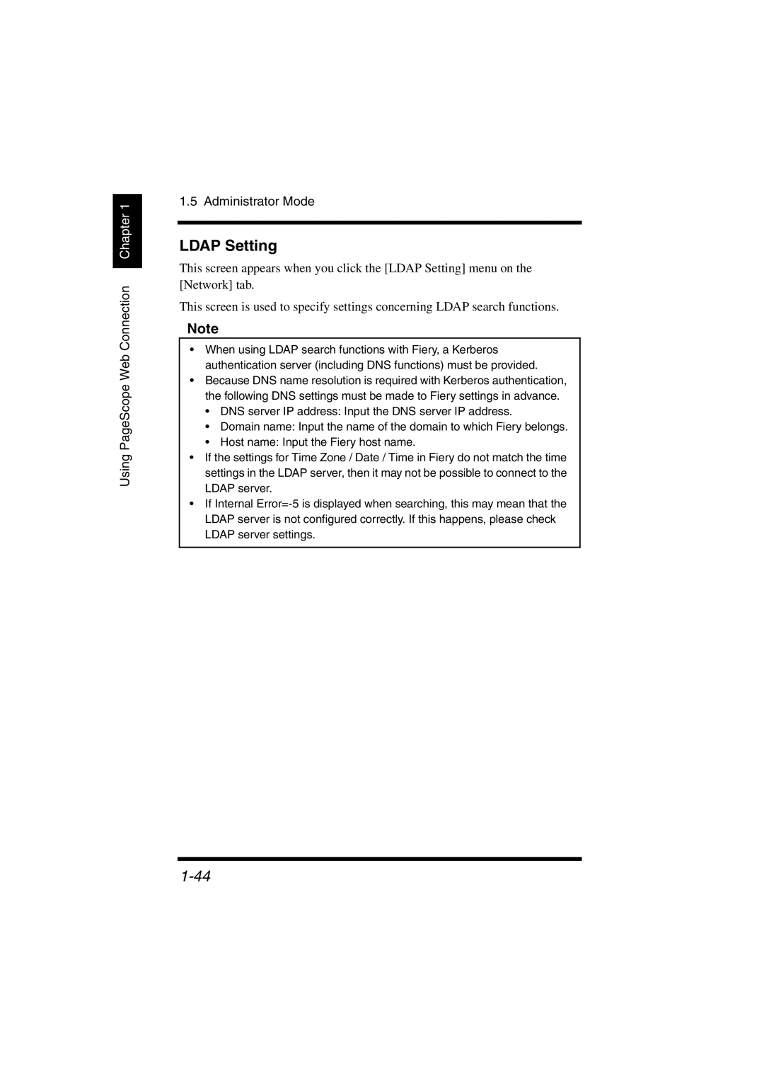 Konica Minolta IC-401 manual Ldap Setting, Using PageScope Web Connection Chapter Administrator Mode 