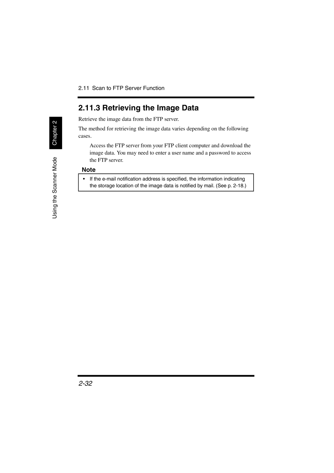 Konica Minolta IC-401 manual Retrieving the Image Data, Using the Scanner Mode Chapter Scan to FTP Server Function 