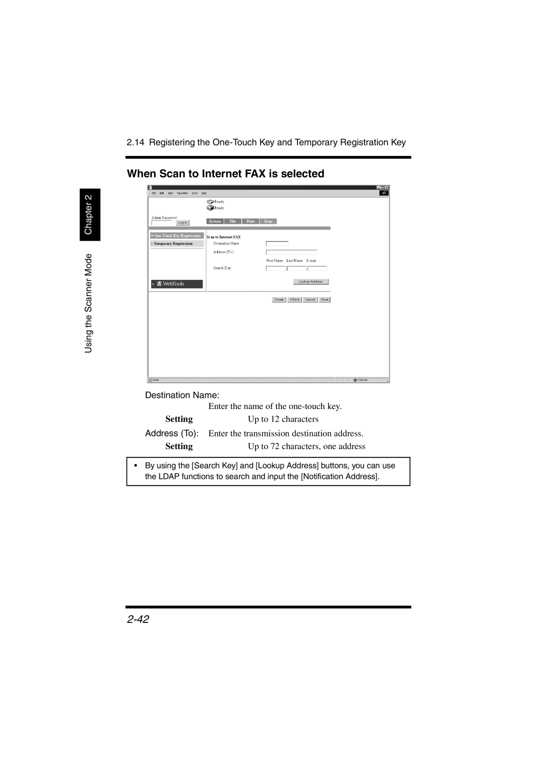 Konica Minolta IC-401 manual When Scan to Internet FAX is selected 