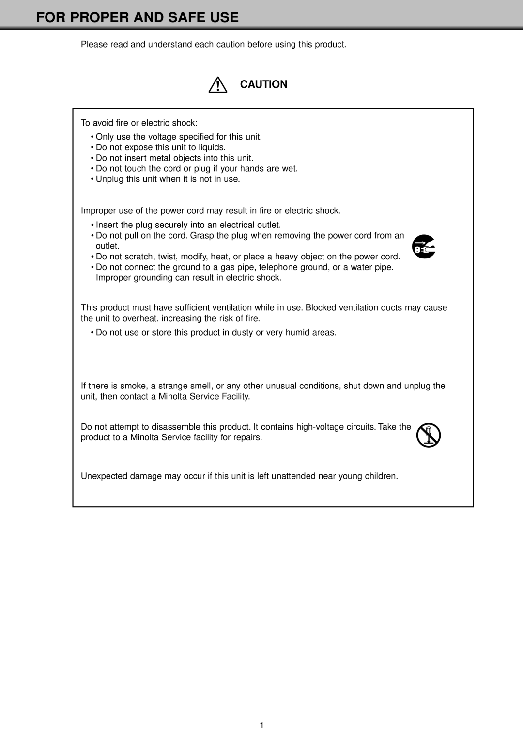 Konica Minolta II manual For Proper And Safe Use 