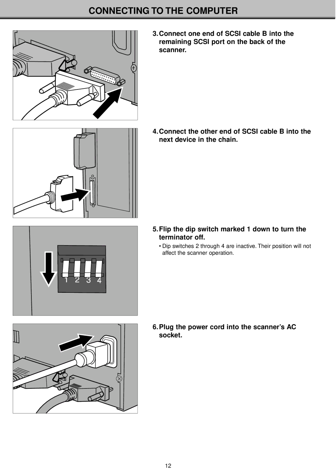 Konica Minolta II manual Plug the power cord into the scanner’s AC socket 