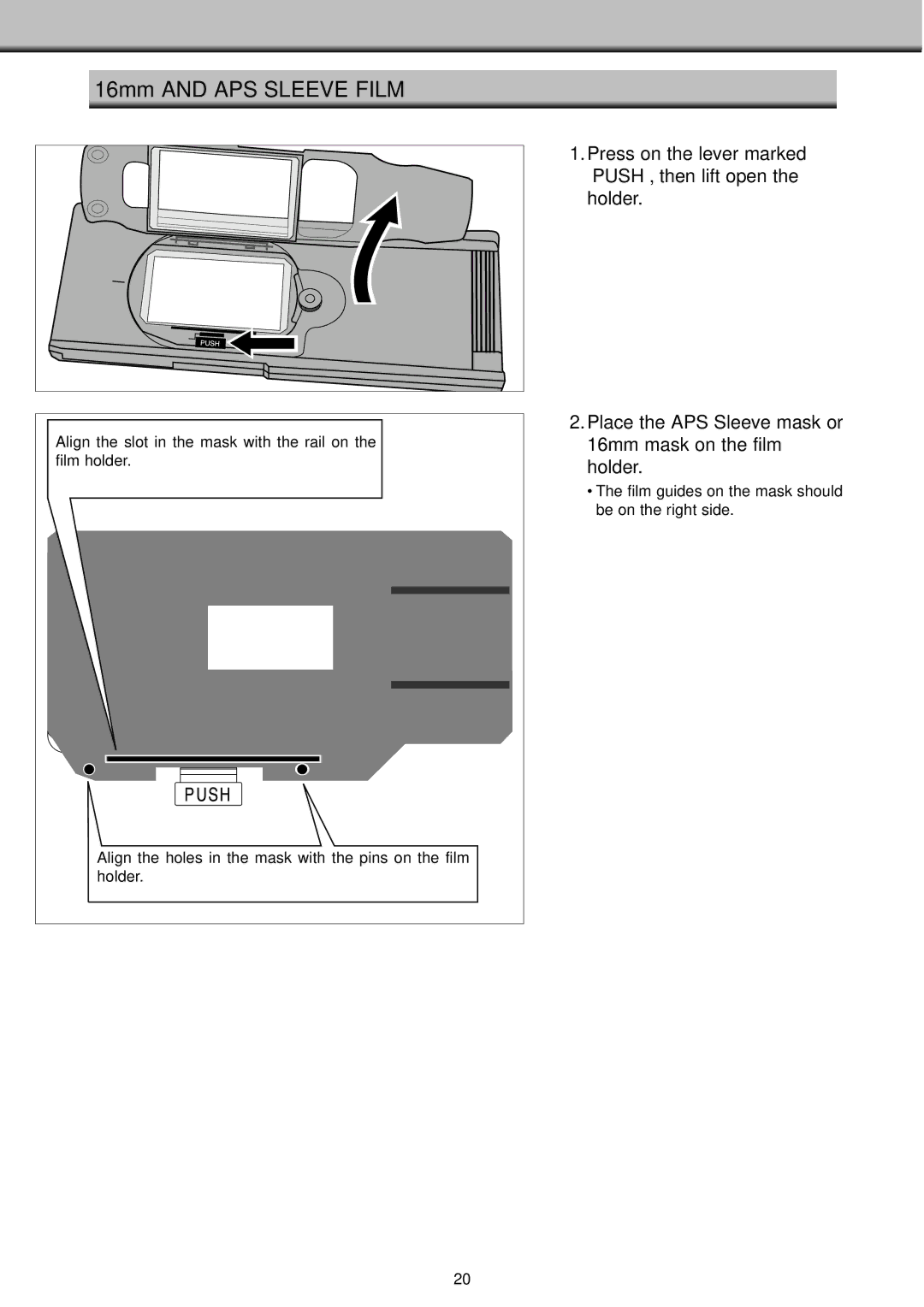 Konica Minolta II manual 16mm and APS Sleeve Film 