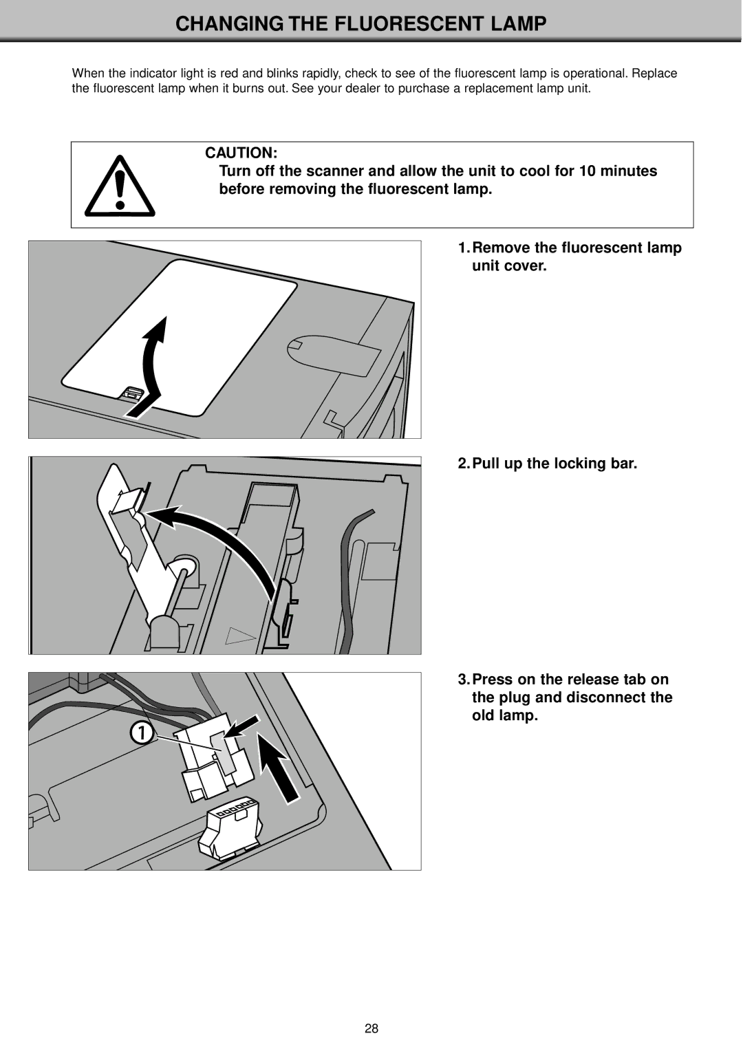 Konica Minolta II manual Changing the Fluorescent Lamp 