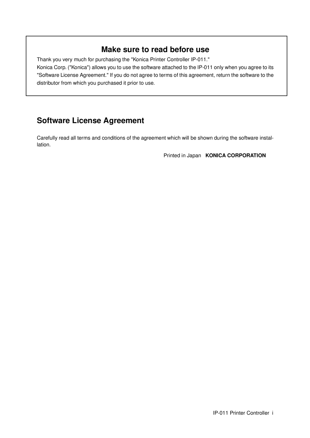 Konica Minolta IP-011 manual Make sure to read before use 