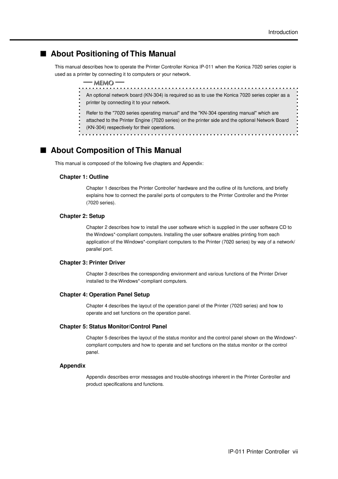 Konica Minolta IP-011 manual About Positioning of This Manual, About Composition of This Manual 