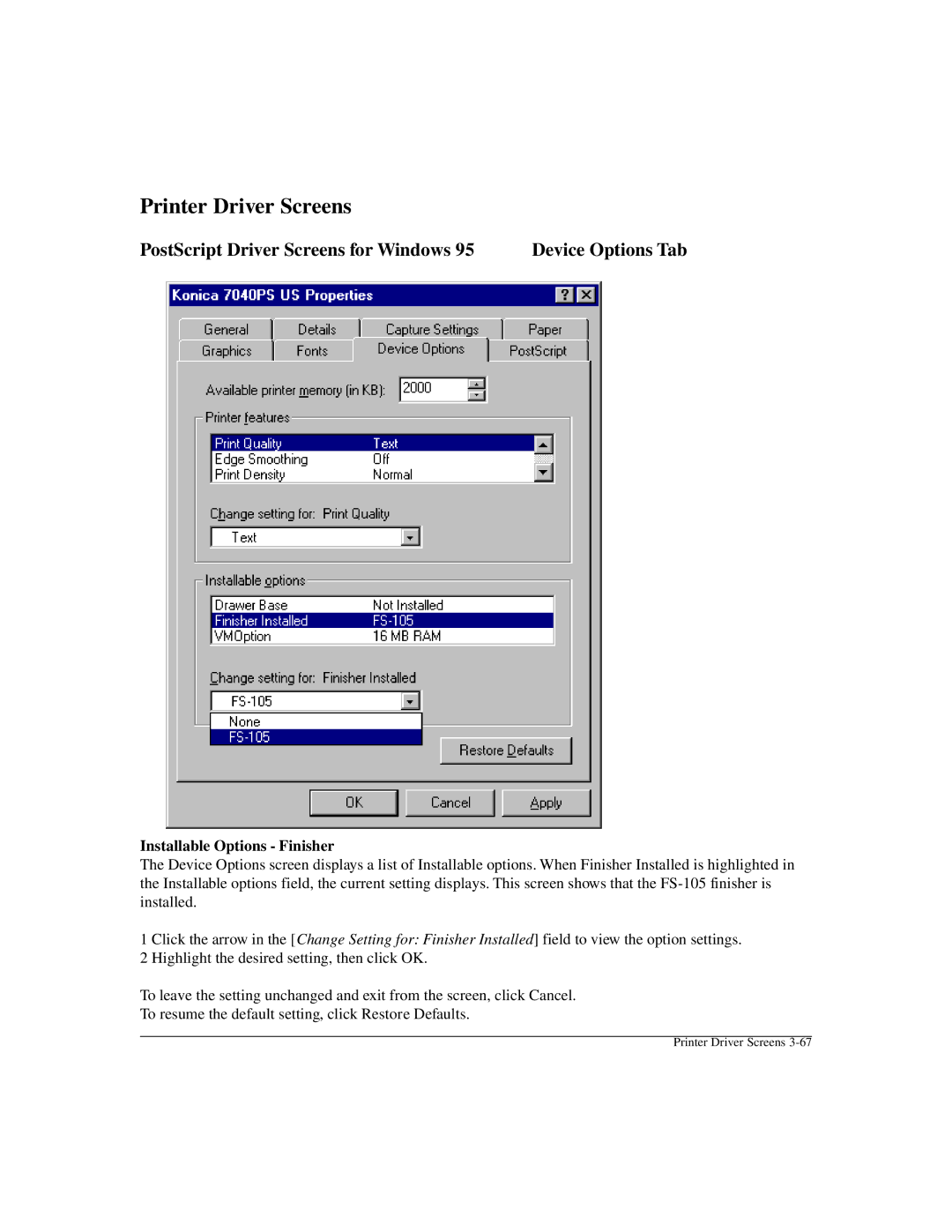 Konica Minolta IP-411 manual Installable Options Finisher 