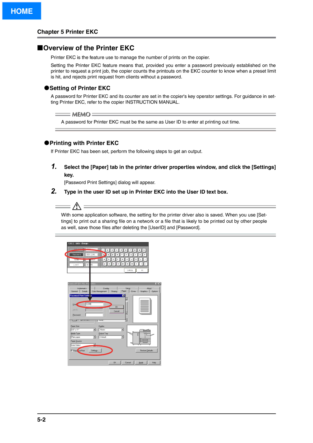 Konica Minolta IP-511 manual Setting of Printer EKC, Printing with Printer EKC 