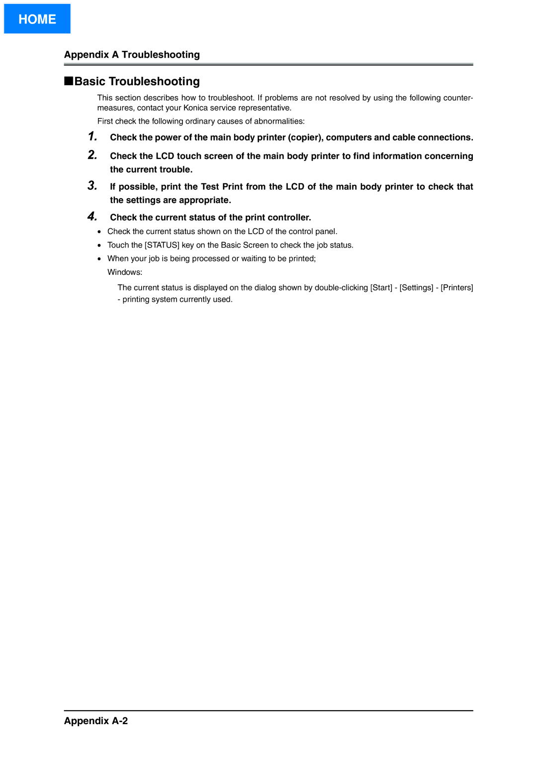 Konica Minolta IP-511 manual Appendix a Troubleshooting, Appendix A-2 