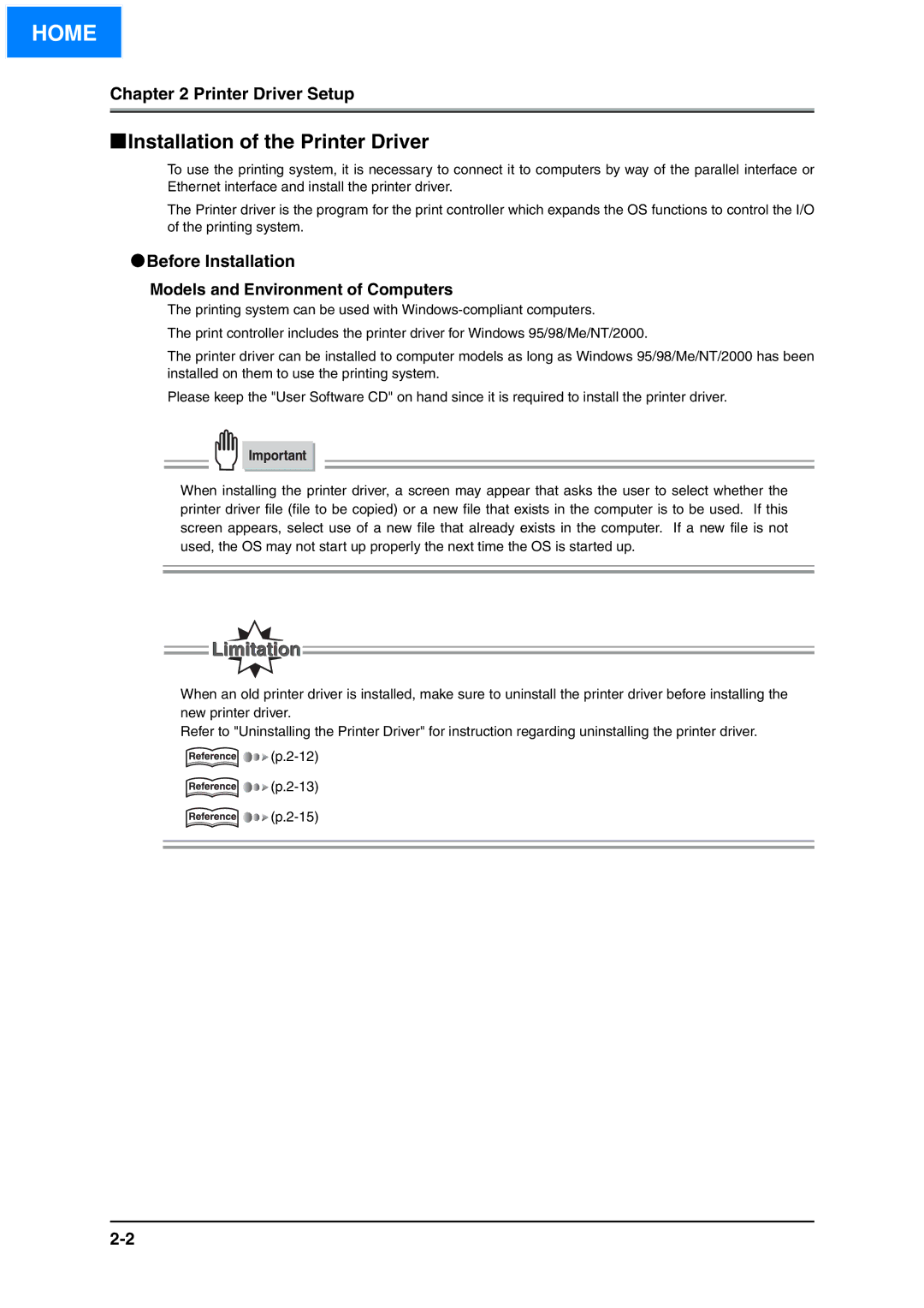 Konica Minolta IP-511 manual Printer Driver Setup, Before Installation, Models and Environment of Computers 