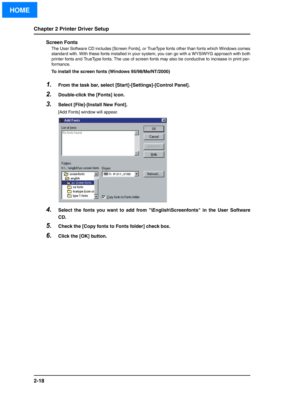 Konica Minolta IP-511 manual Screen Fonts 