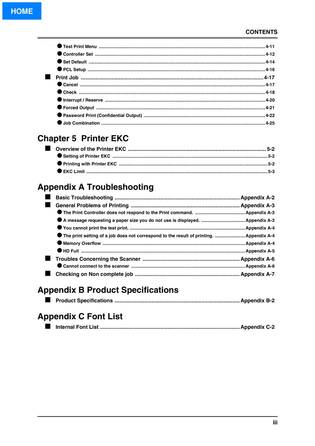 Konica Minolta IP-511 manual Iii, Contents 