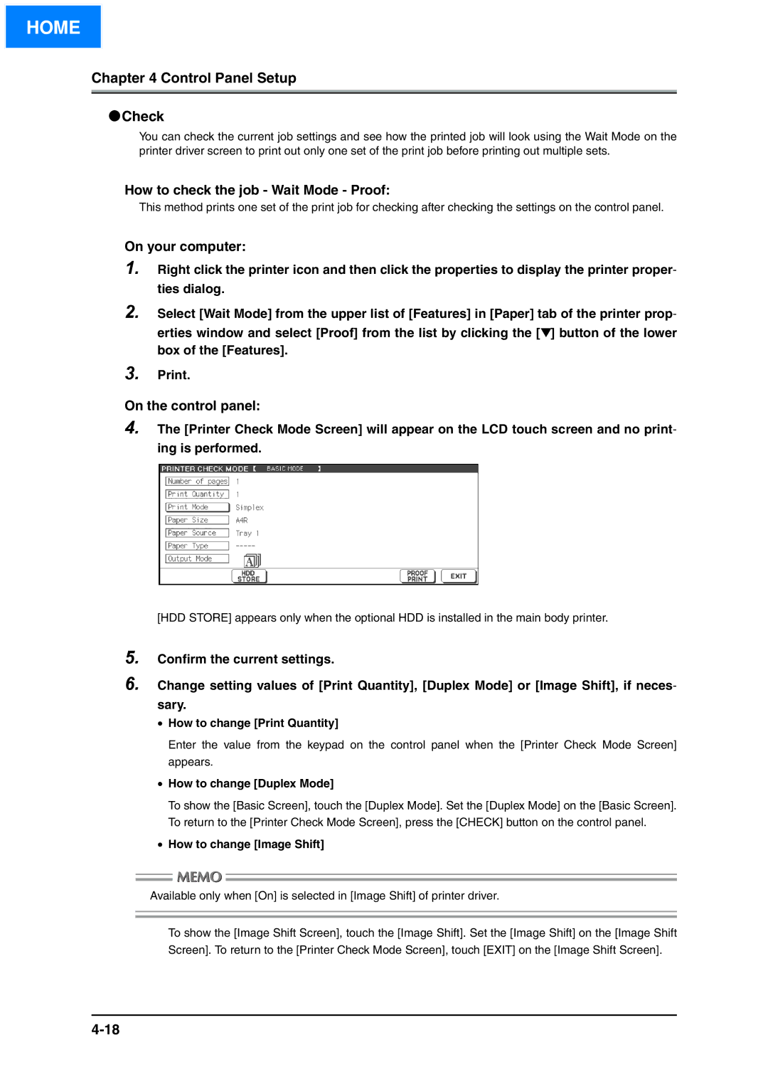 Konica Minolta IP-511 manual Control Panel Setup Check, How to check the job Wait Mode Proof, On your computer 