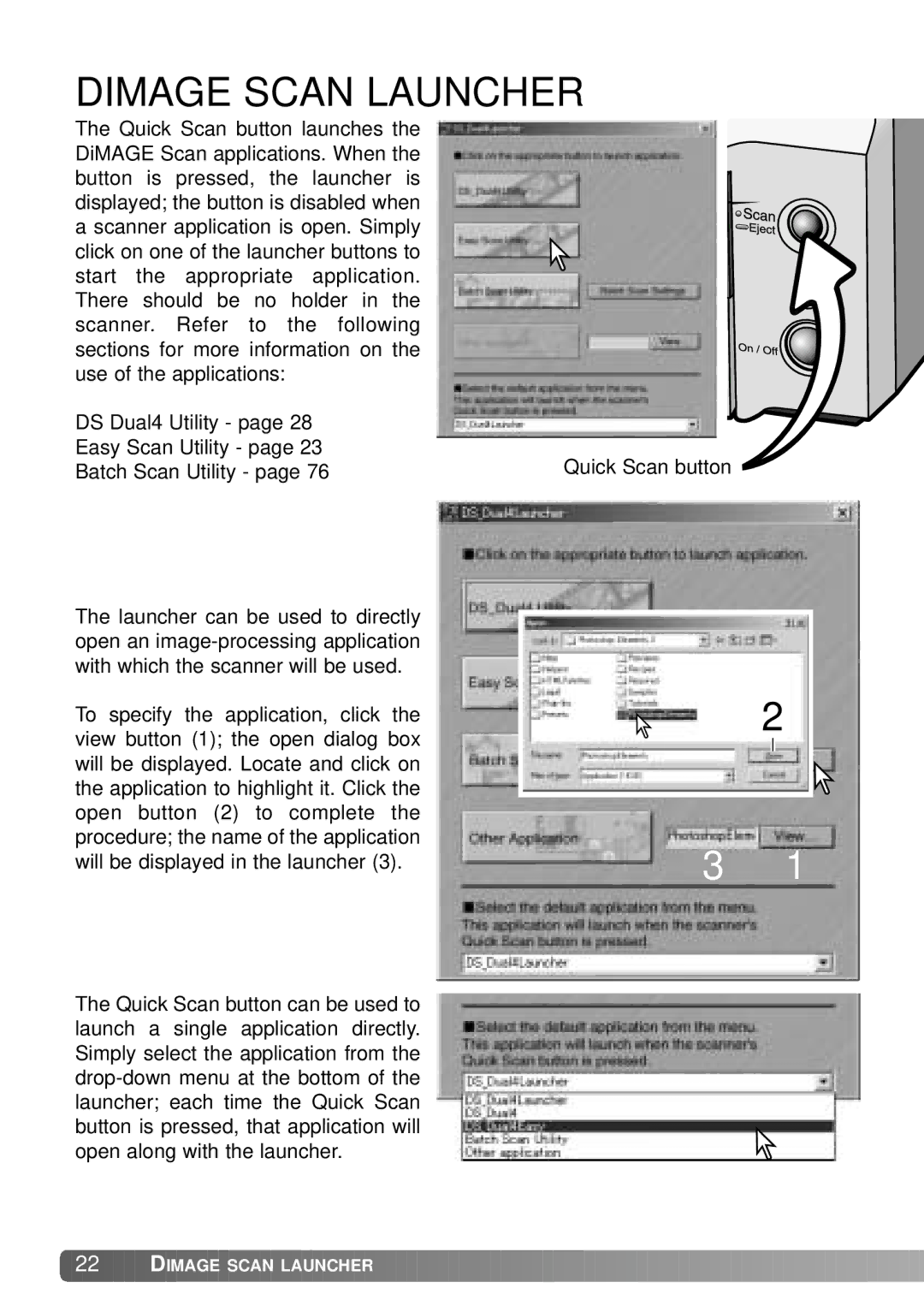 Konica Minolta IV instruction manual Dimage Scan Launcher 