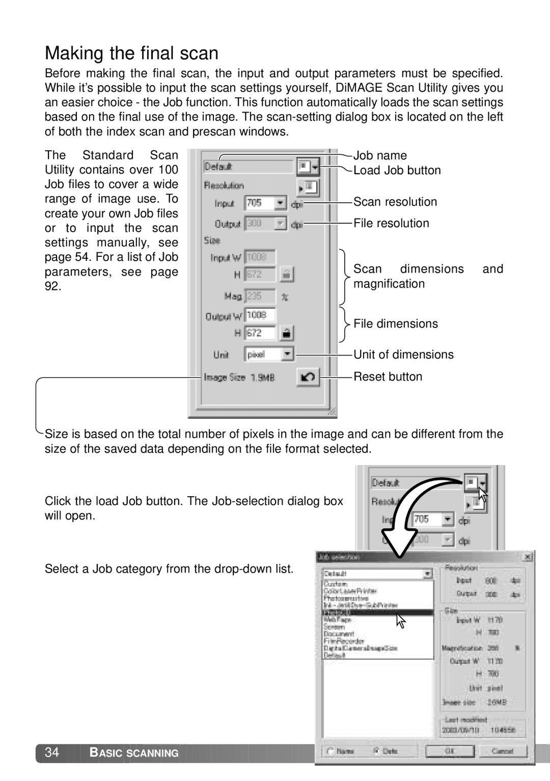 Konica Minolta IV instruction manual Making the final scan 