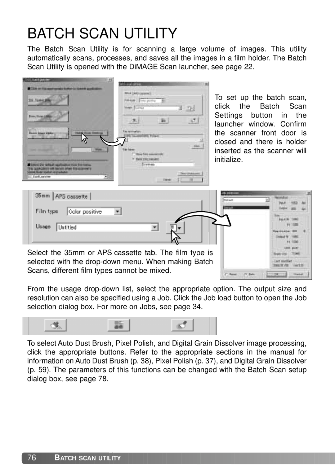 Konica Minolta IV instruction manual Batch Scan Utility 