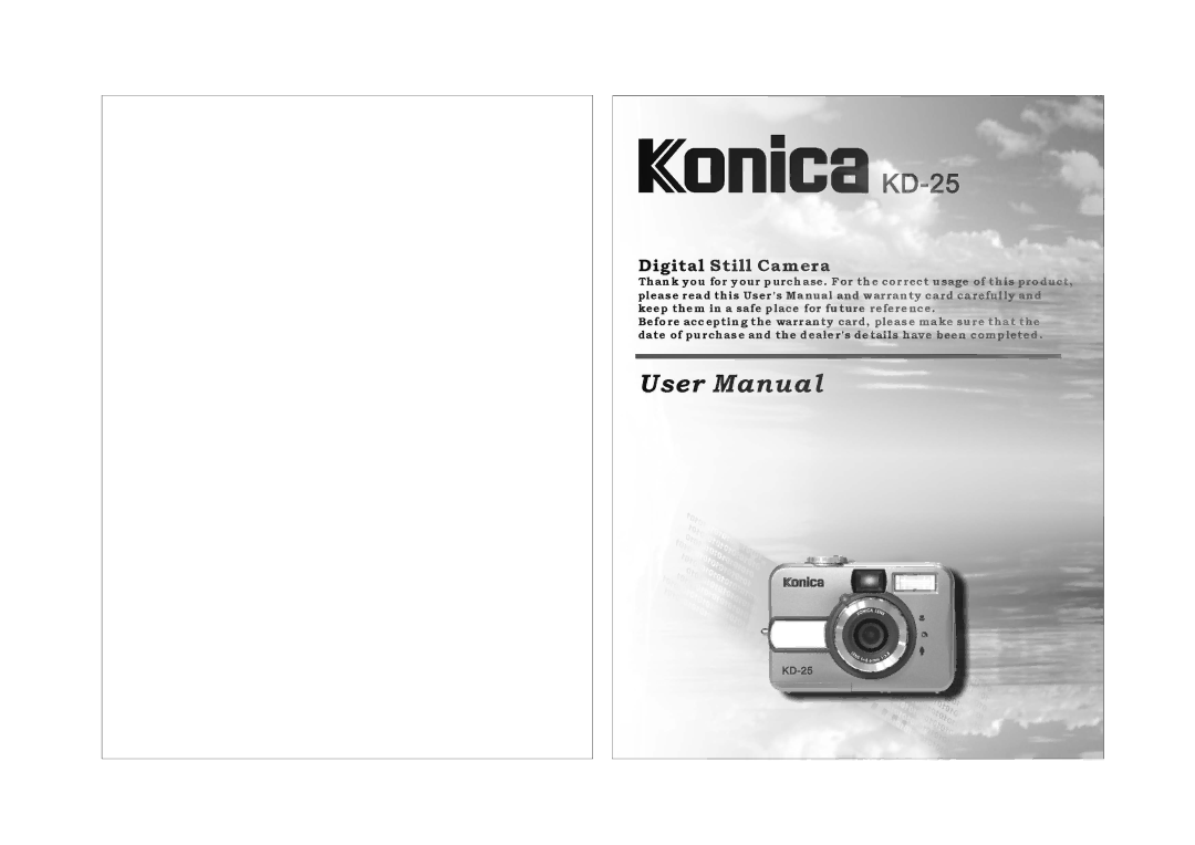 Konica Minolta KD-25 user manual Digital Still Camera 