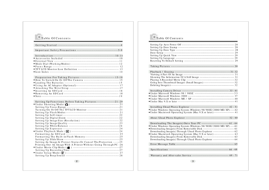 Konica Minolta KD-25 user manual Table Of Contents 