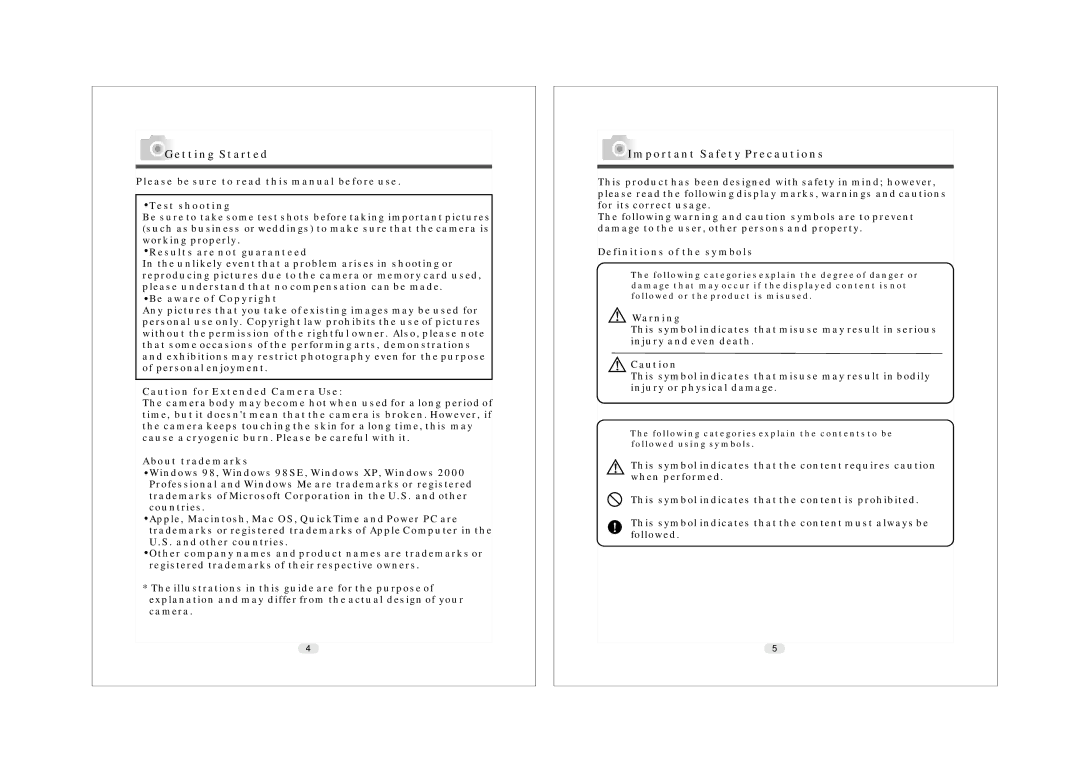 Konica Minolta KD-25 user manual Getting Started, Important Safety Precautions 