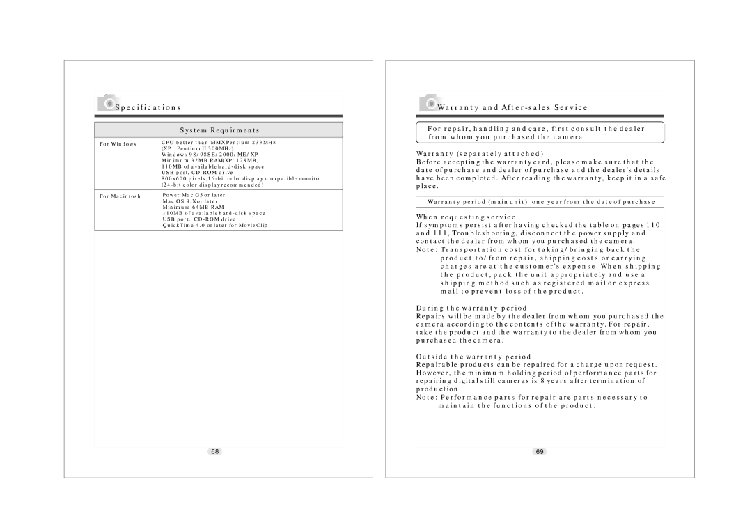 Konica Minolta KD-25 user manual Warranty and After-sales Service, System Requirments 