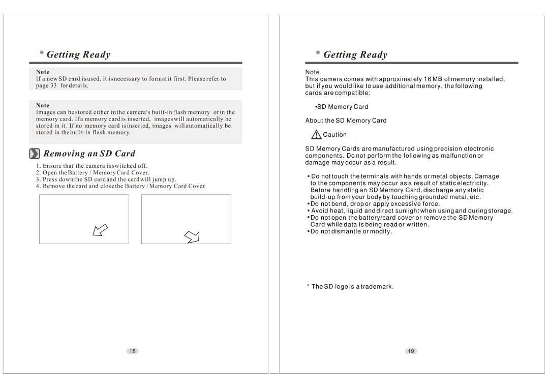 Konica Minolta KD-30M user manual Removing an SD Card 