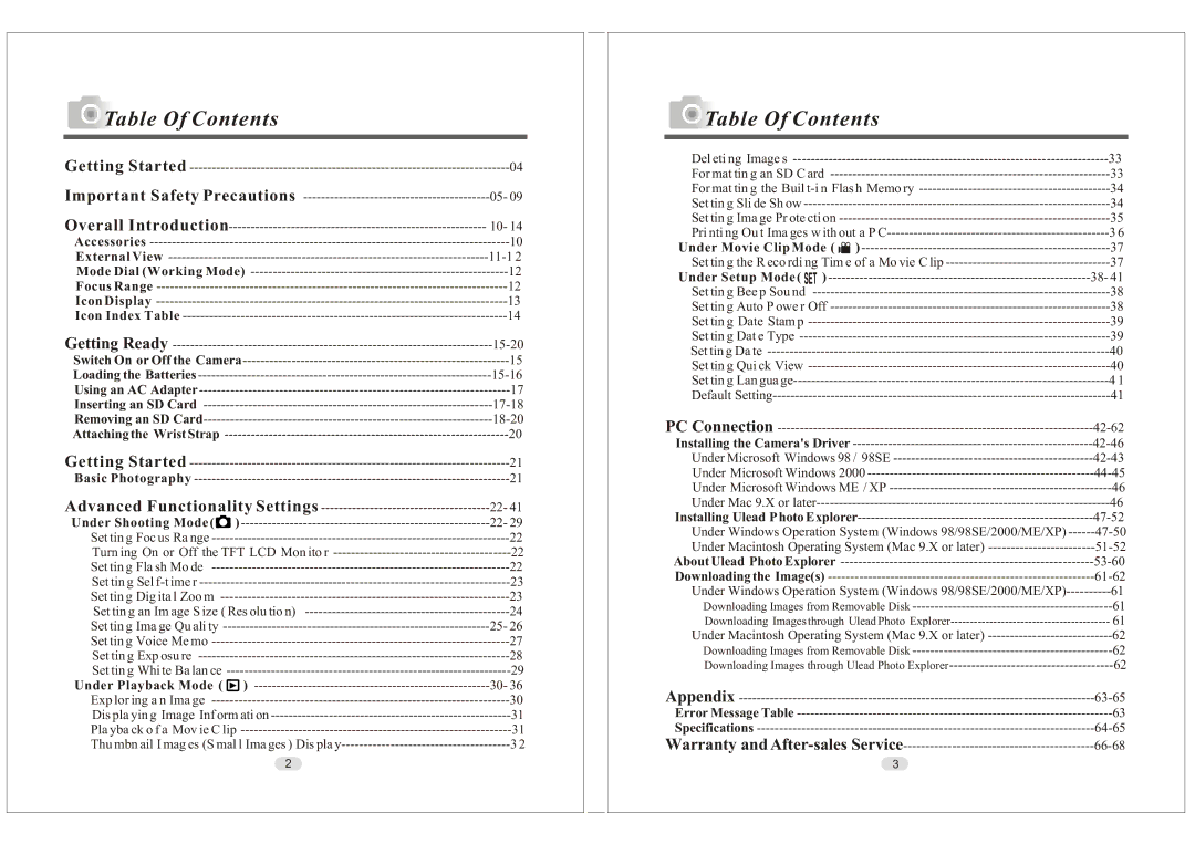 Konica Minolta KD-30M user manual Table Of Contents 