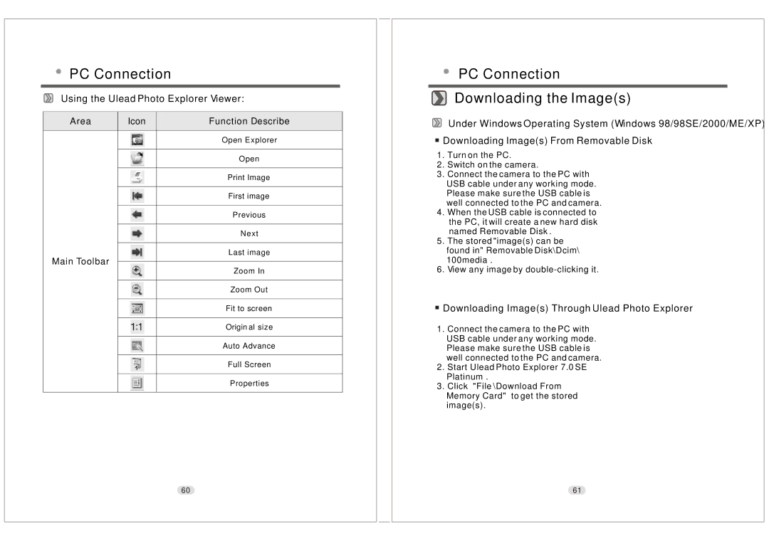 Konica Minolta KD-30M user manual PC Connection Downloading the Images, Using the Ulead Photo Explorer Viewer 