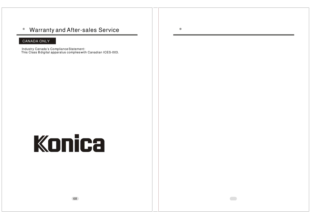 Konica Minolta KD-30M user manual Canada only 