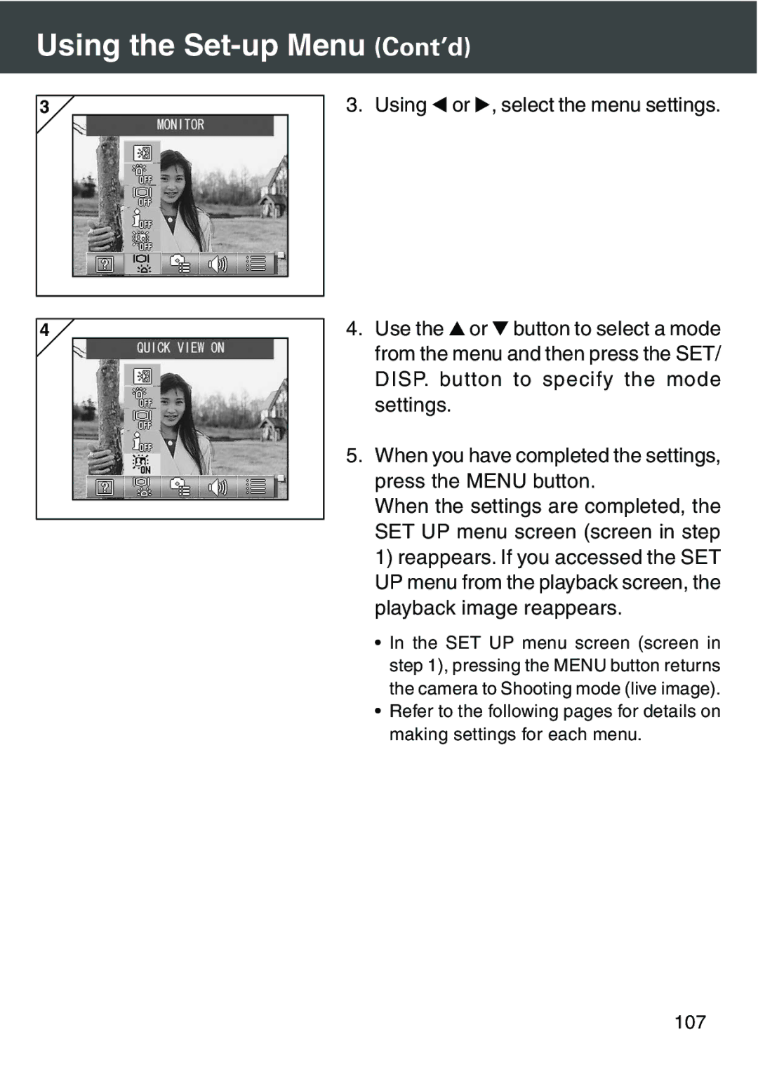 Konica Minolta KD-420Z user manual Using the Set-up Menu Cont’d 