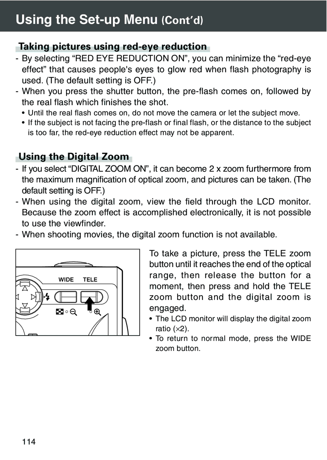 Konica Minolta KD-420Z user manual Taking pictures using red-eye reduction, Using the Digital Zoom 