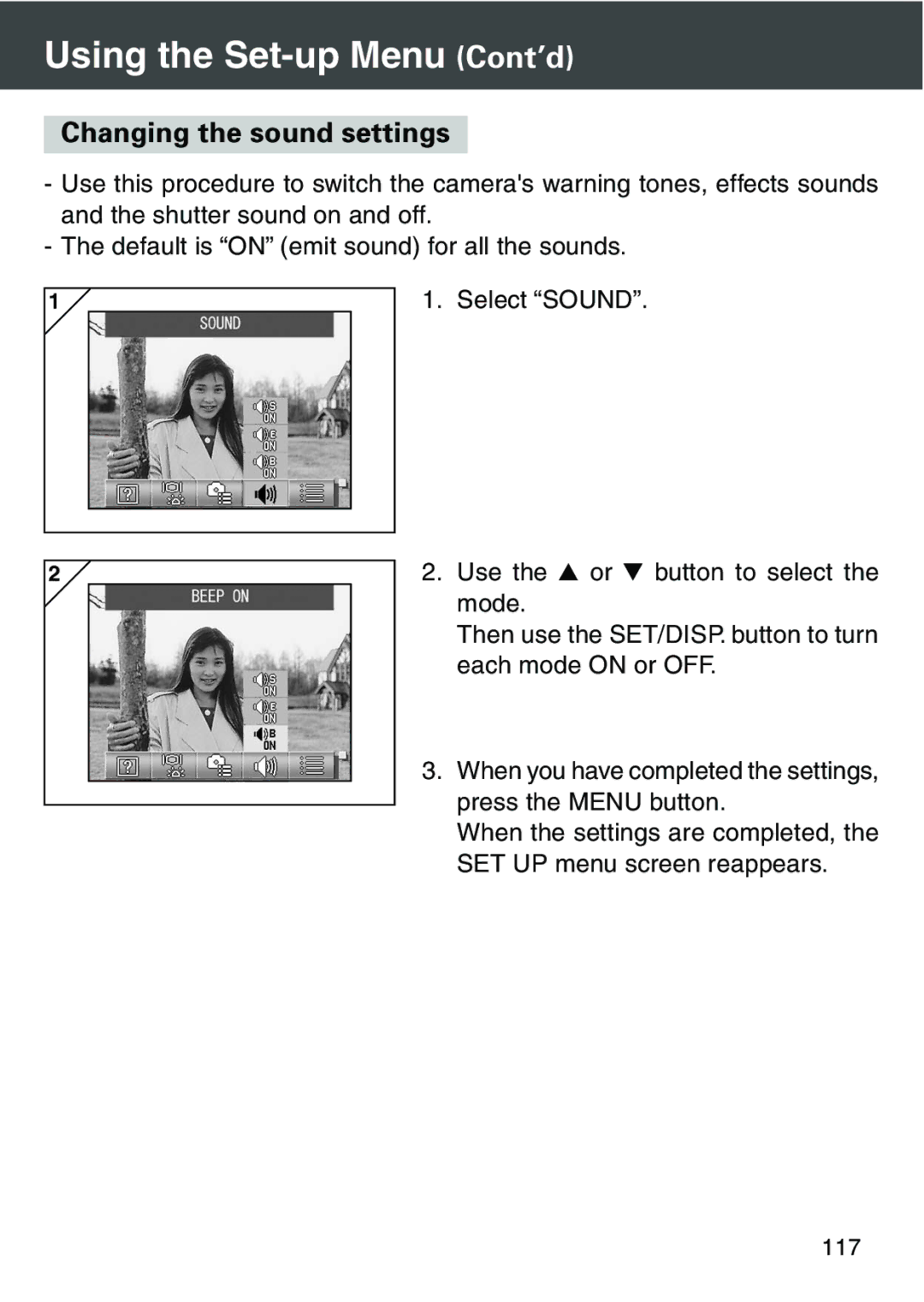 Konica Minolta KD-420Z user manual Changing the sound settings 