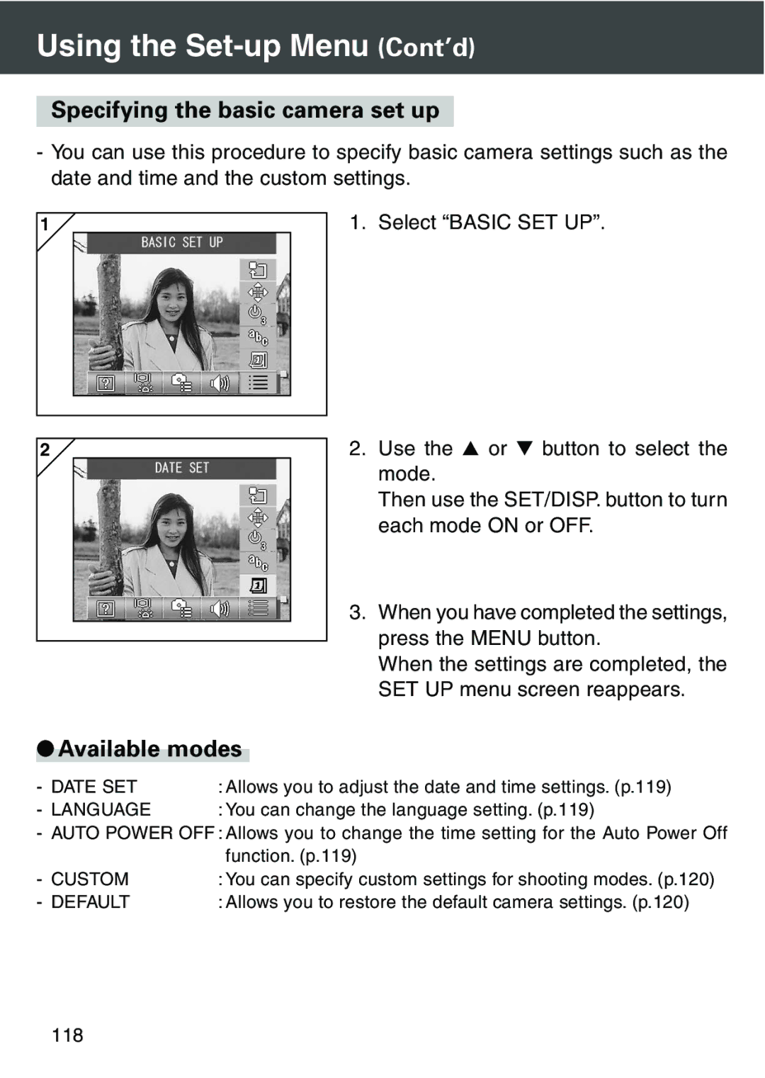 Konica Minolta KD-420Z user manual Specifying the basic camera set up, Language 