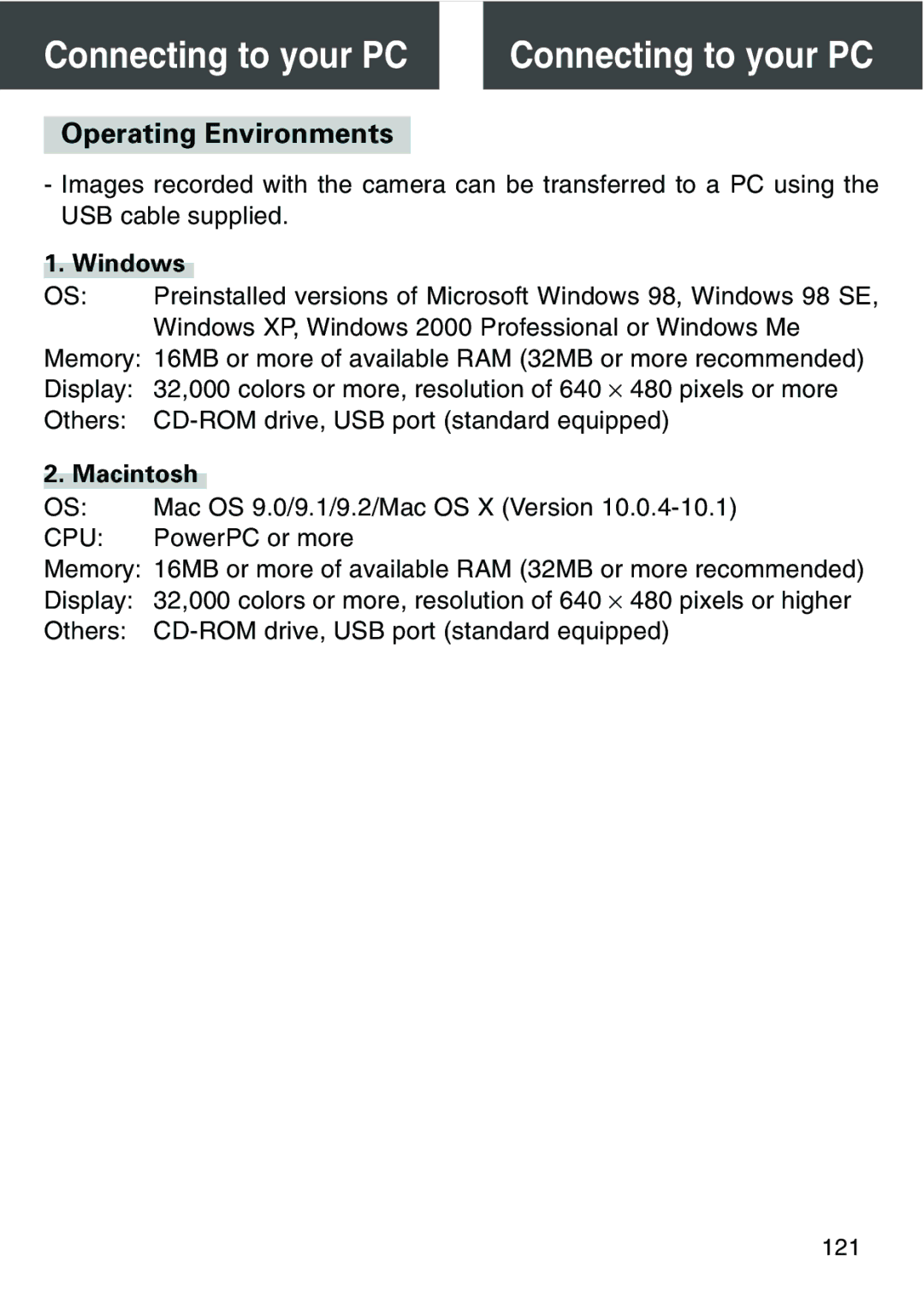 Konica Minolta KD-420Z user manual Connecting to your PC, Operating Environments 