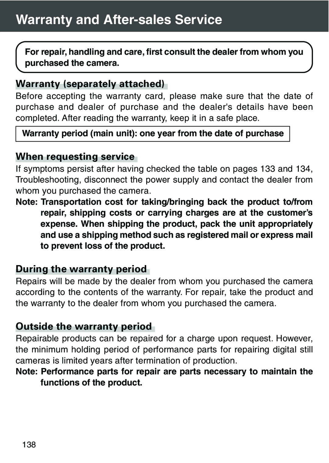 Konica Minolta KD-420Z user manual Warranty and After-sales Service, Warranty separately attached, When requesting service 