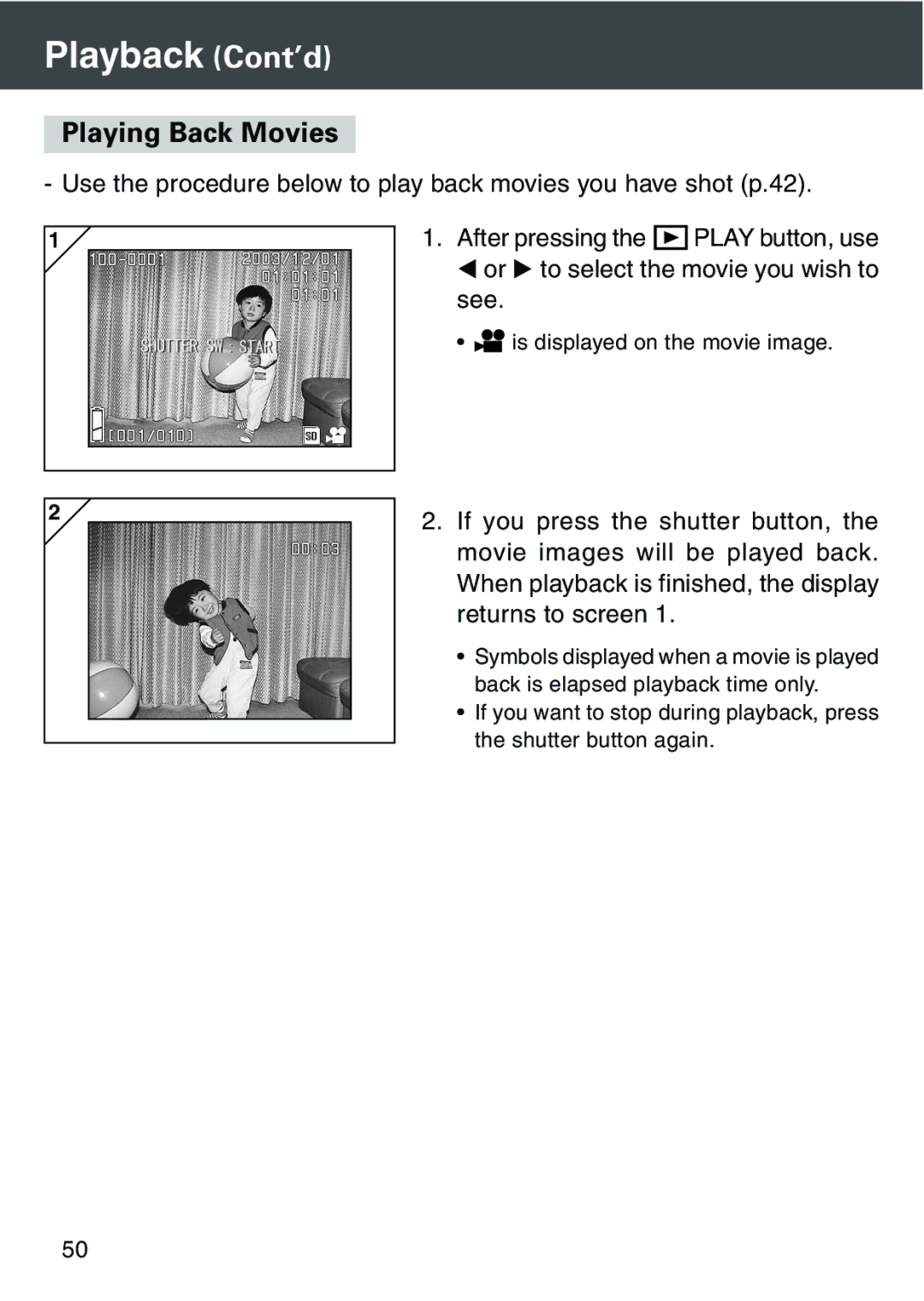 Konica Minolta KD-420Z user manual Playing Back Movies 