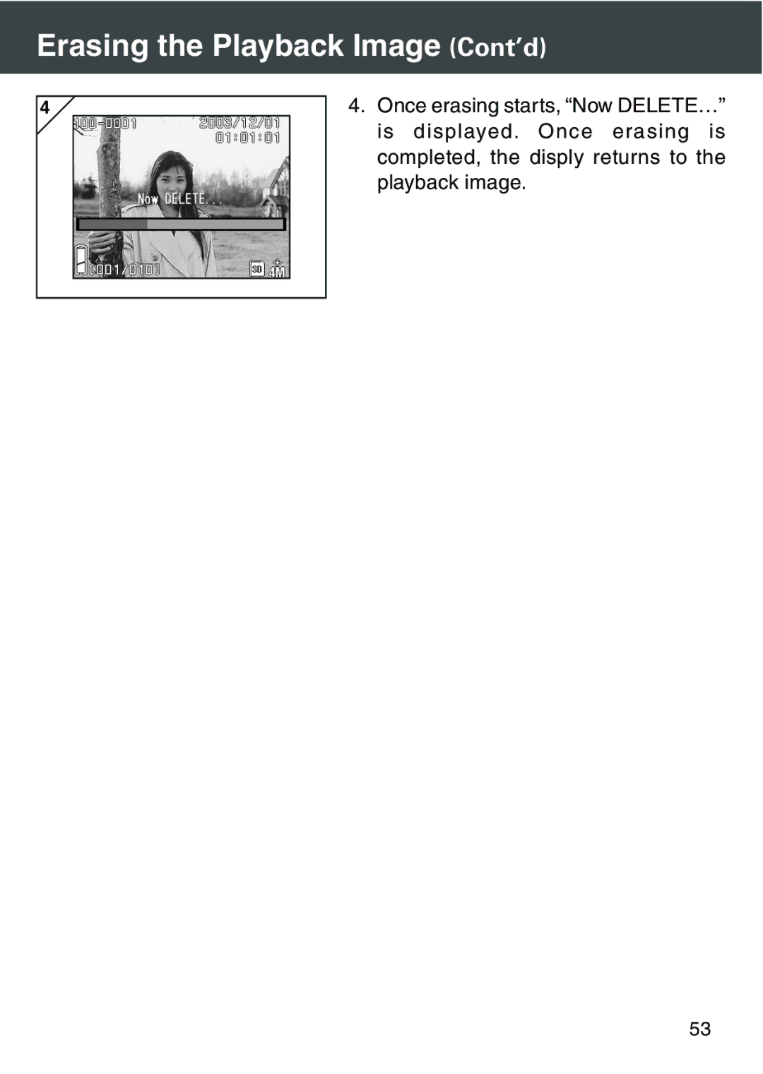 Konica Minolta KD-420Z user manual Erasing the Playback Image Cont’d 