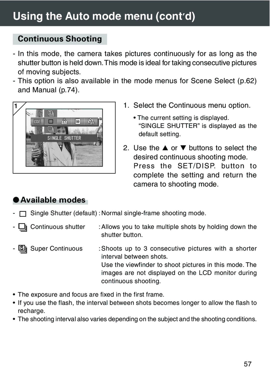 Konica Minolta KD-420Z user manual Continuous Shooting 