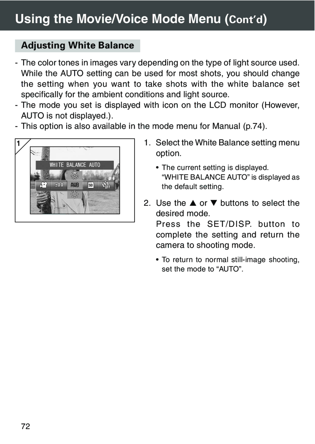 Konica Minolta KD-420Z user manual Adjusting White Balance 