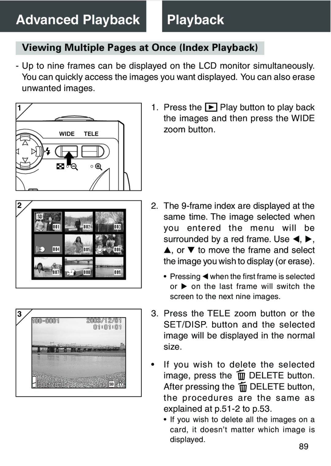 Konica Minolta KD-420Z user manual Advanced Playback, Viewing Multiple Pages at Once Index Playback 