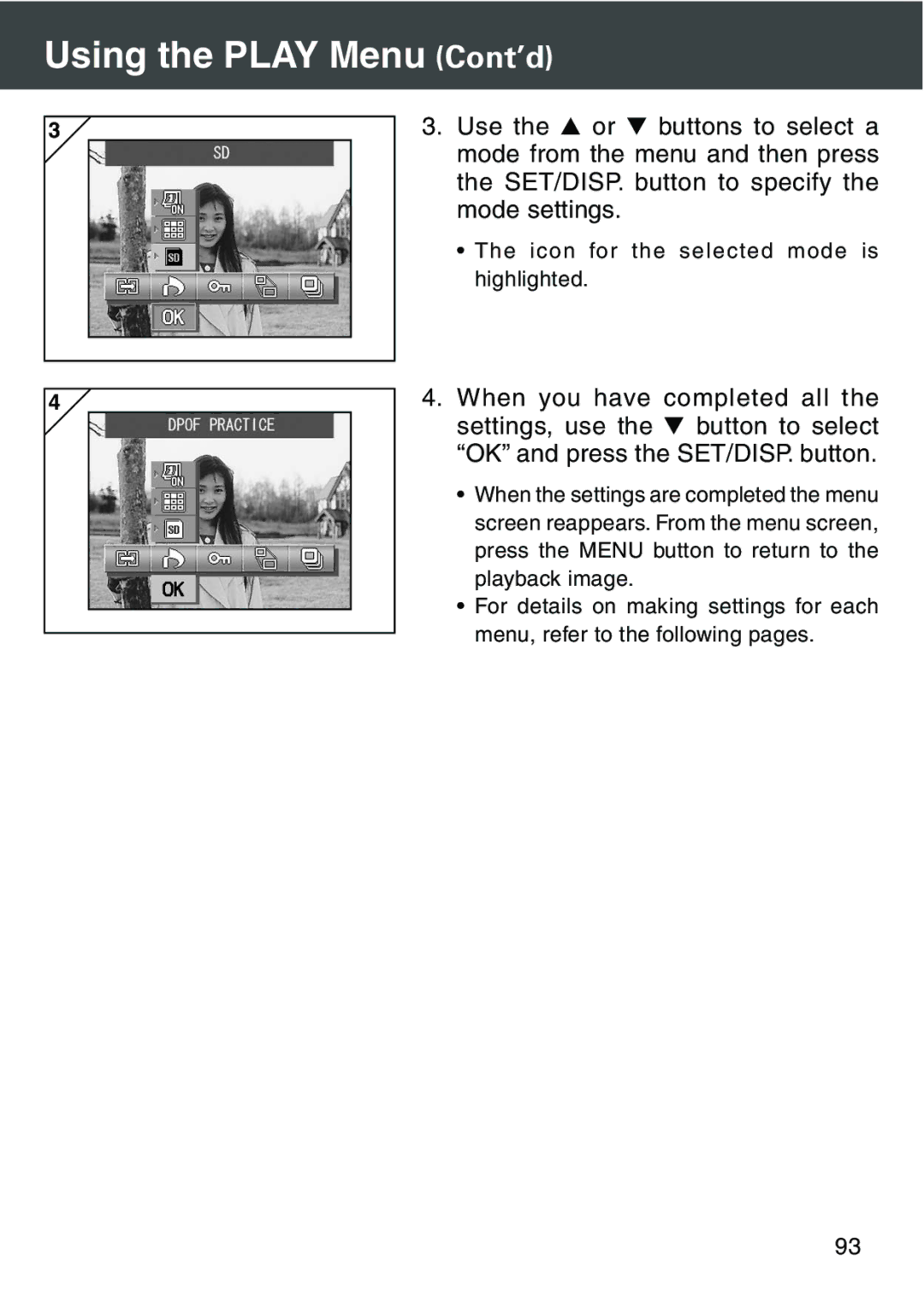 Konica Minolta KD-420Z user manual Using the Play Menu Cont’d 