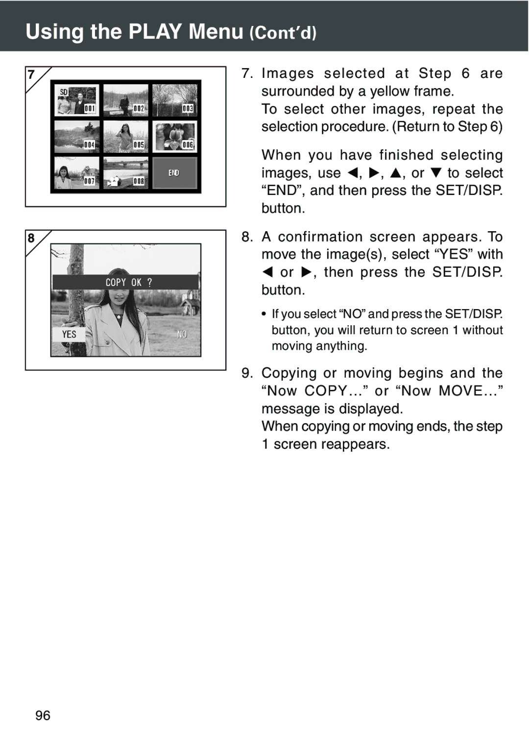 Konica Minolta KD-420Z user manual Images selected at are surrounded by a yellow frame 