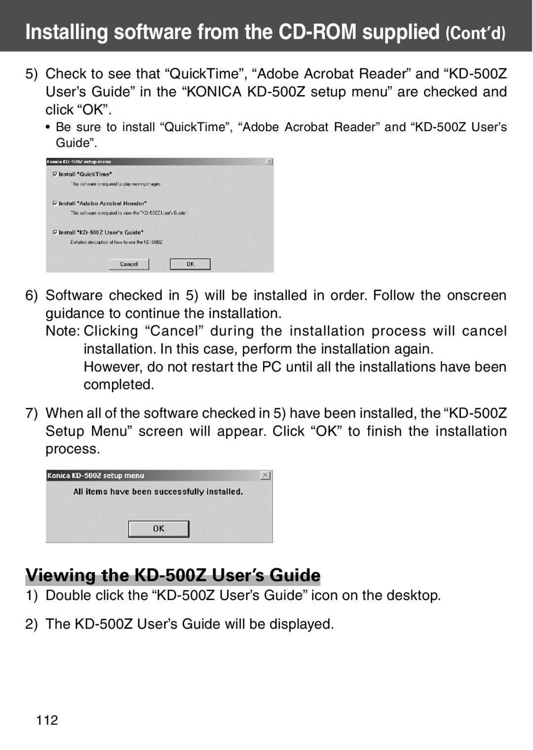 Konica Minolta user manual Viewing the KD-500Z User’s Guide 