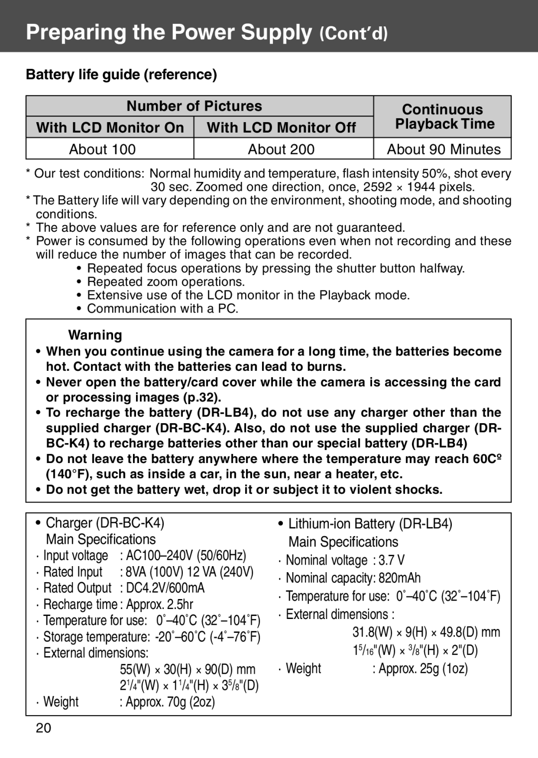 Konica Minolta KD-500Z user manual Playback Time, About About 90 Minutes 