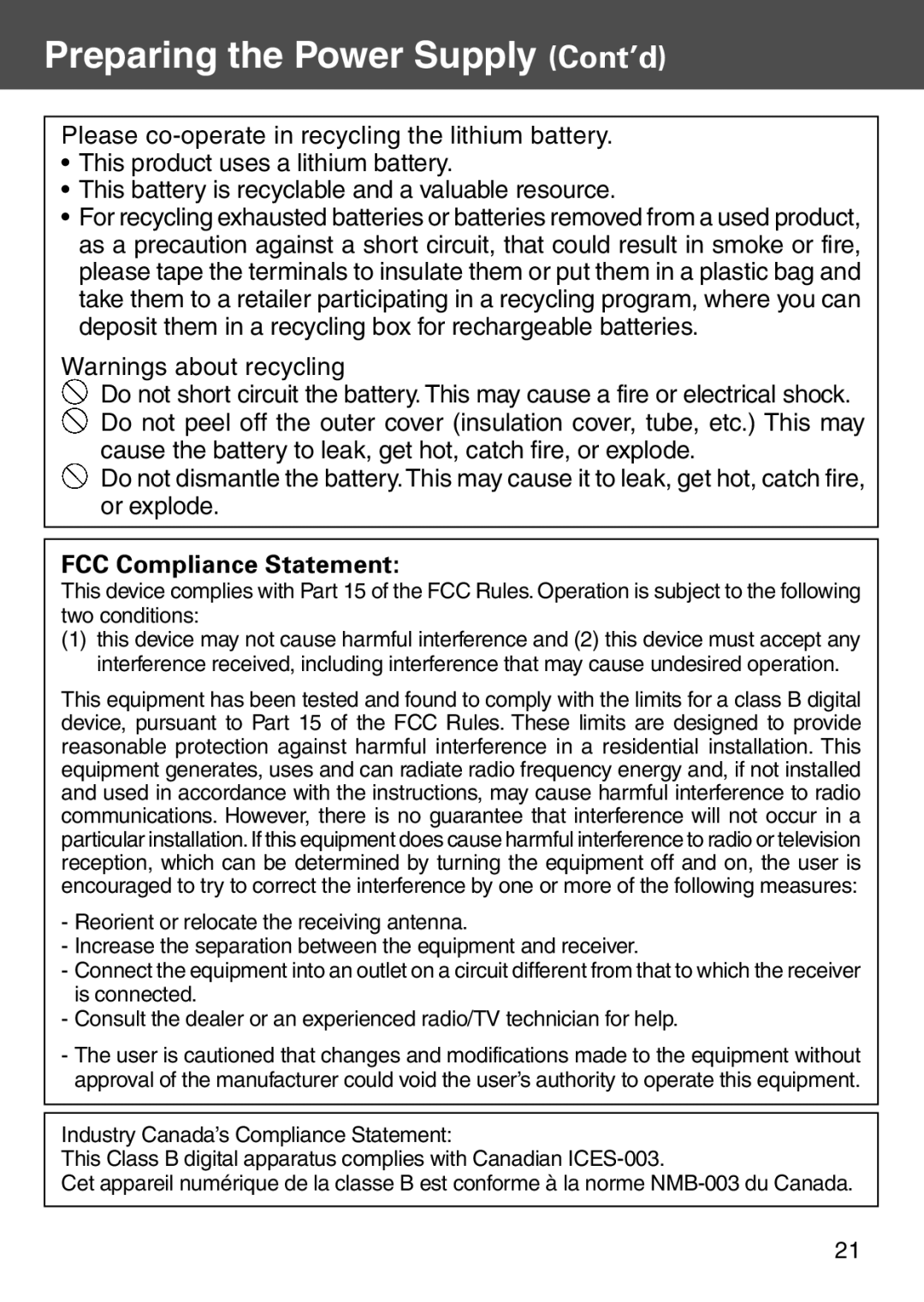 Konica Minolta KD-500Z user manual FCC Compliance Statement 