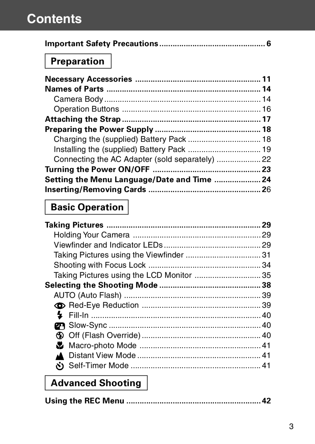 Konica Minolta KD-500Z user manual Contents 