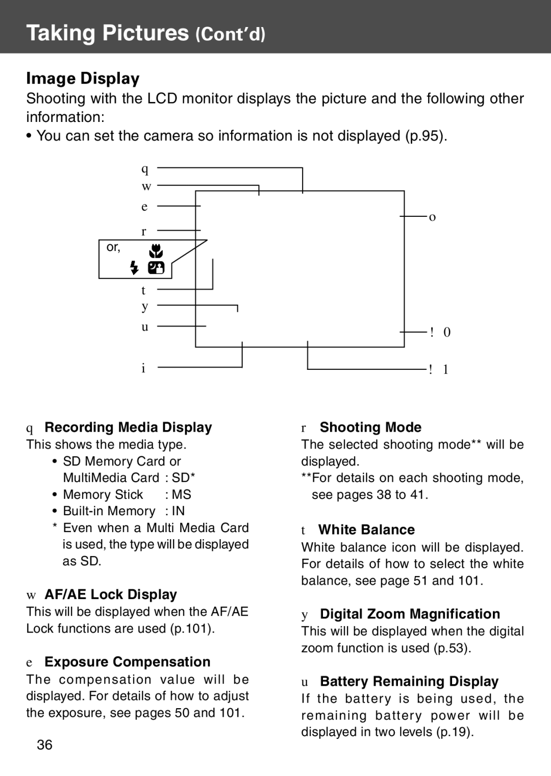 Konica Minolta KD-500Z user manual Image Display, Recording Media Display This shows the media type 