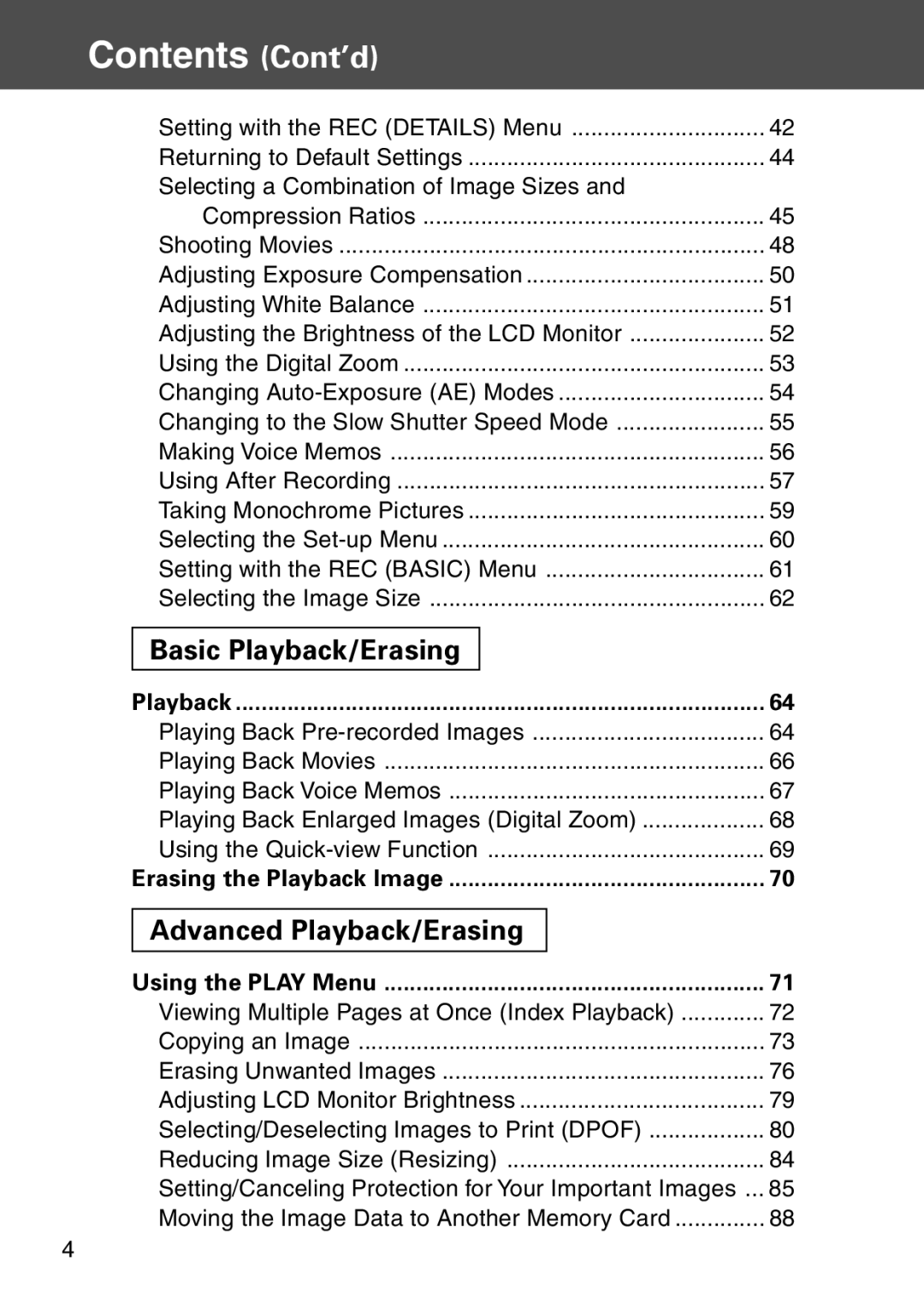 Konica Minolta KD-500Z user manual Contents Cont’d 